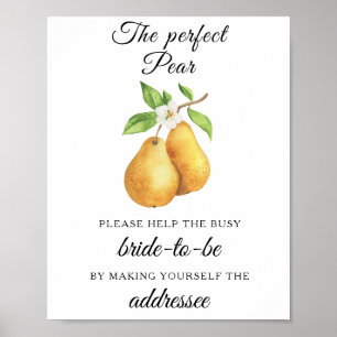 Affiche Adresse de la douche de mariée de poires Aide à la