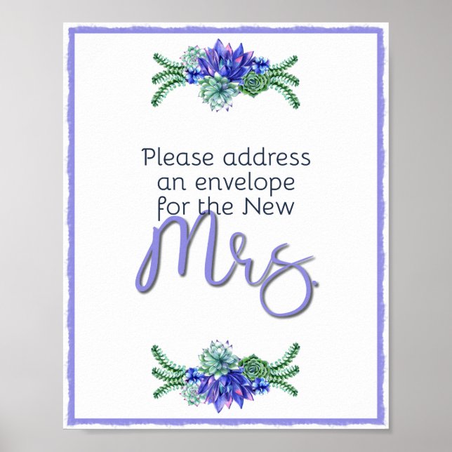 Affiche Adresse et enveloppe succulente (Devant)