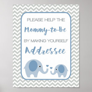 Affiche Adresse un Baby shower Enveloppe Signal Blue Eleph
