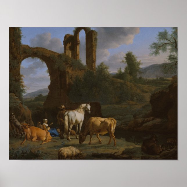 Affiche Adriaen van de Velde - Paysage pastoral (Devant)