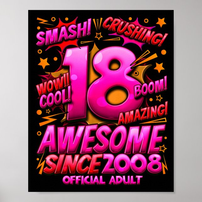 Affiche Adult 18 Year Old For Boys 18th Birthday Boy  (Devant)