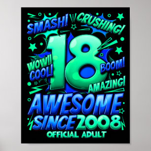 Affiche Adulte 18 ans pour garçons 18e anniversaire garçon