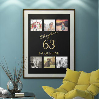 Affiche Adulte Anniversaire 6 Photo Black Gold N'importe q