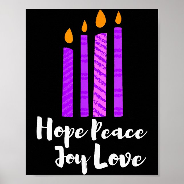 Affiche Advent Evergreen Wreath Candles Hope Peace Joy Lov (Devant)