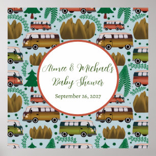 Affiche Adventure Await : Camper Baby Boy Shower