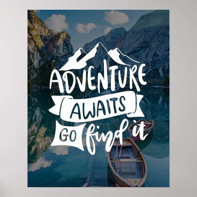 Affiche Adventure Await Go Find It Custom Photo Citation (Devant)