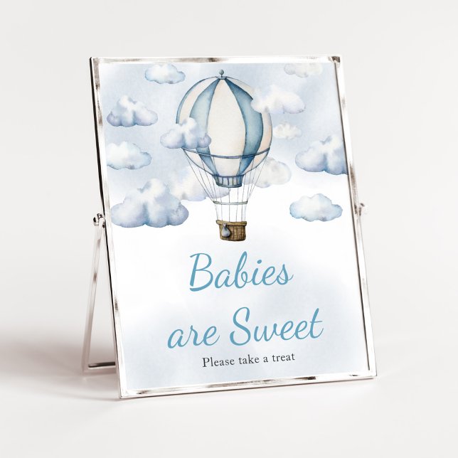 Affiche Adventure Await Hot Air Balloon Baby are Sweet (Adventure Awaits Baby Shower Babies are Sweet Sign)