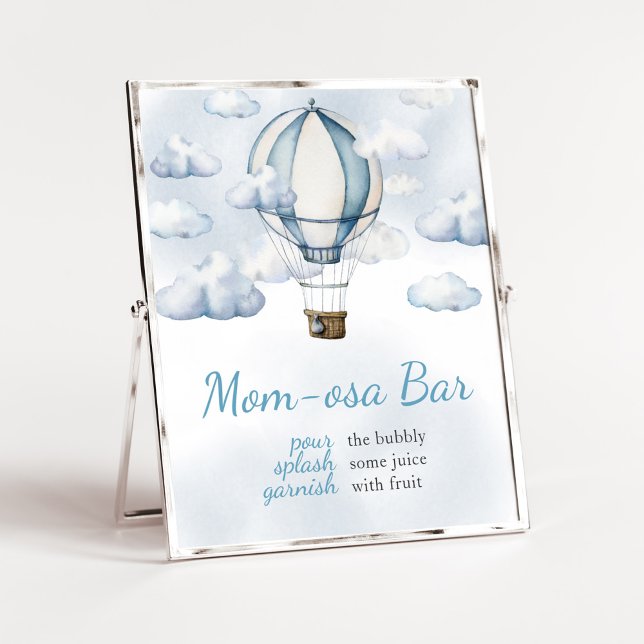Affiche Adventure Await Hot Air Balloon Mom Osa Bar (Adventure Awaits Baby Shower  Mom Osa Bar Sign)