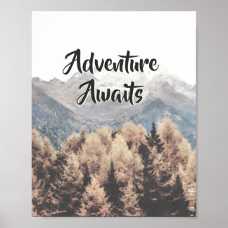 Affiche Adventure Await Nature Mountain Camp Citation