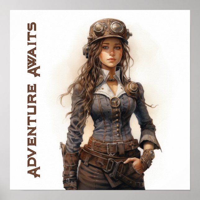 Affiche Adventure Await Steampunk Jeune femme (Devant)