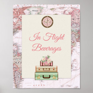 Affiche Adventure Await World Travel Map Roses d'ivoire ro