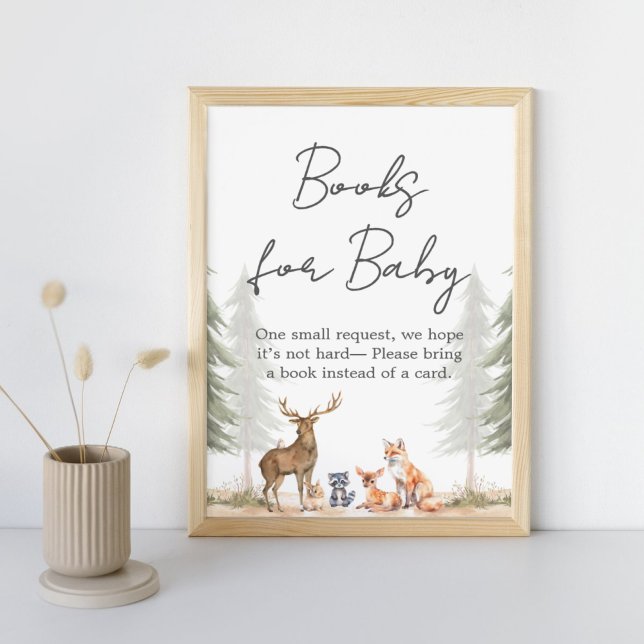 Affiche Adventure Begin Baby shower Books for Baby Sign (Let the Adventure Begin Woodland Baby Shower Books for Baby Sign)