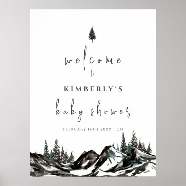 Affiche Adventure Mountain Forest Baby shower Bienvenue (Devant)