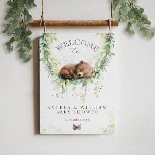Affiche Adventure Woodland Bear Baby shower Bienvenue