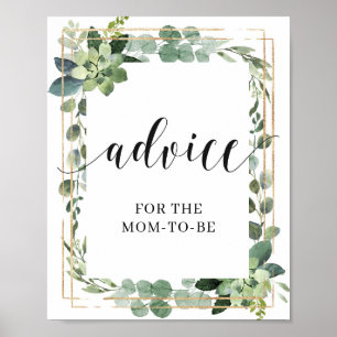 Affiche Advice for the mom-to-be sign game succulent