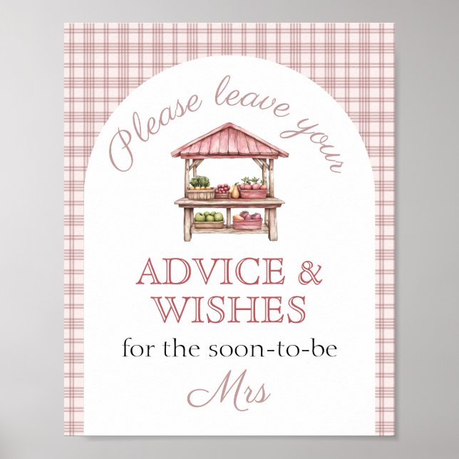 Affiche Advice Wishes Pink Country market Bridal Shower (Devant)
