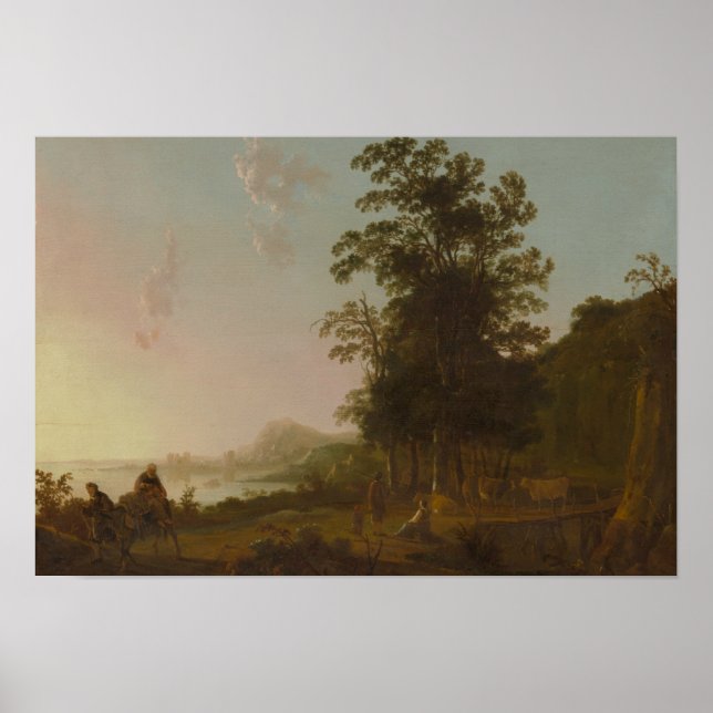 Affiche Aelbert Cuyp - Paysage avec le vol vers l'Egypte (Devant)