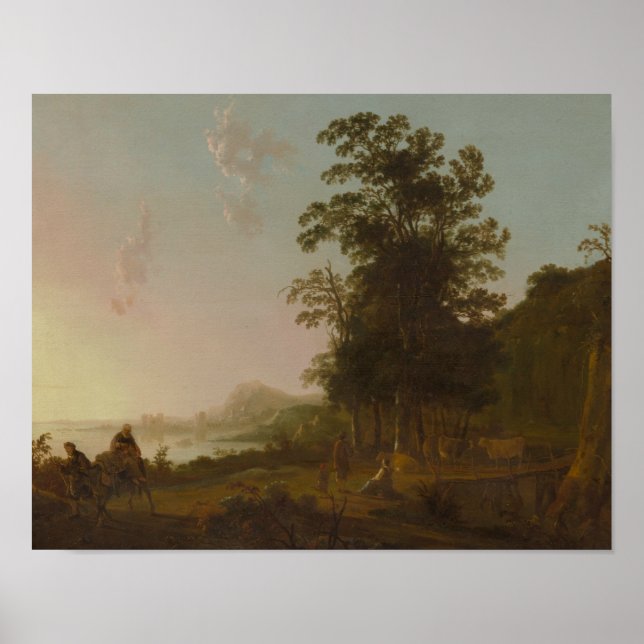 Affiche Aelbert Cuyp - Paysage avec le vol vers l'Egypte (Devant)