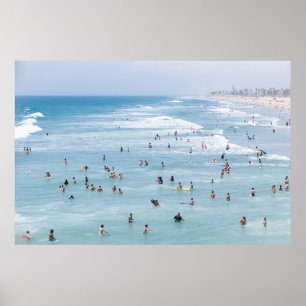 AFFICHE AERIAL VIEW OF GROUP OF PEOPLE SWIMMING ON BEACH