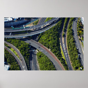 Affiche Aérien au-dessus de la jonction de la route