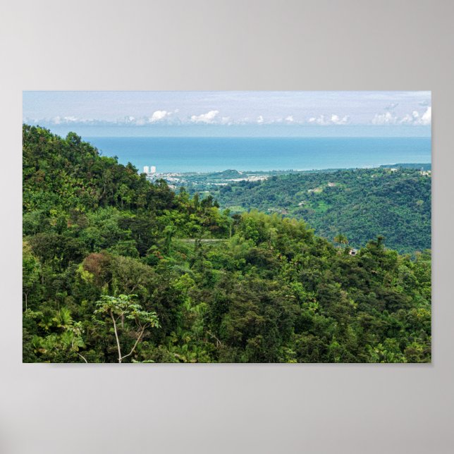Affiche Aérien de Porto Rico côtière à el yunque (Devant)