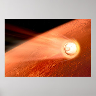 Affiche Aérocoque Avec Perpersévérance Rover Descente Vers