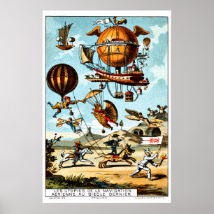Affiche Aéronautique Steampunk de l'ère victorienne antiqu