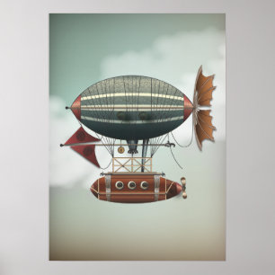 Affiche Aéronef Stormy Skies Aleutian   Steampunk Travel