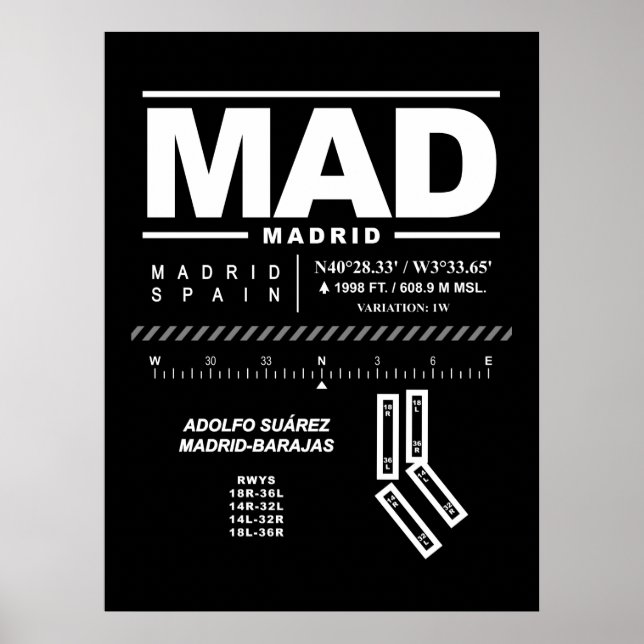 Affiche Aéroport Adolfo Suárez Madrid-Barajas MAD (Devant)