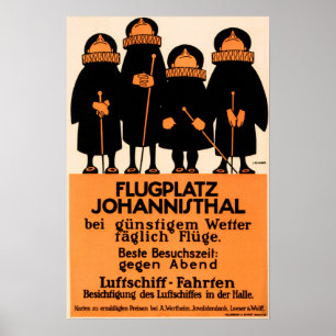 Affiche AÉROPORT FLUGPLATZ JOHANNISTHAL par Julius Klinger
