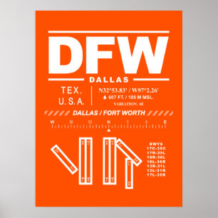 Affiche Aéroport international de Dallas Fort Worth DFW