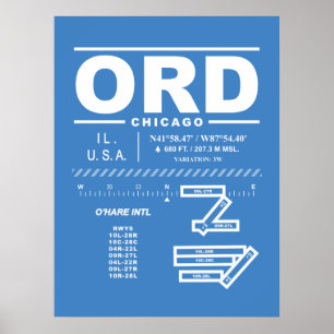 Affiche Aéroport international O'Hare de Chicago ORD