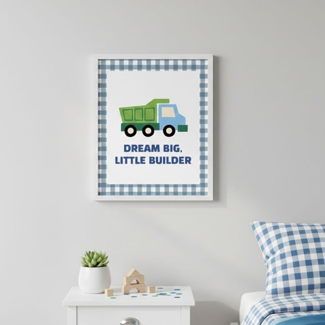 Affiche Aesthetic Gingham Border Construction Nursery Wall (Créateur téléchargé)