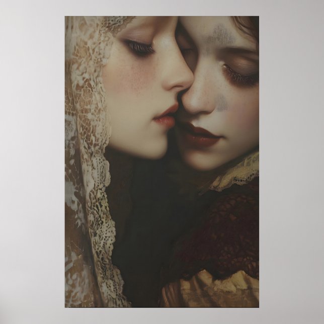 Affiche Aesthetic Lesbienne Romance Sombre Art Imprimable, (Devant)