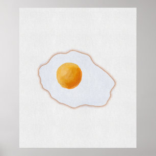 Affiche Aesthetic Œuf Frit Aquarelle Art Minimaliste Prin