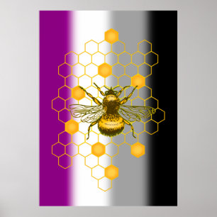 Affiche Aexuel LGBT Gay pride Rainbow Bee-live