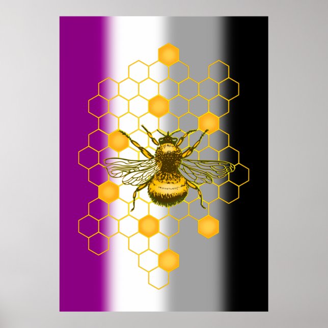 Affiche Aexuel LGBT Gay pride Rainbow Bee-live (Devant)