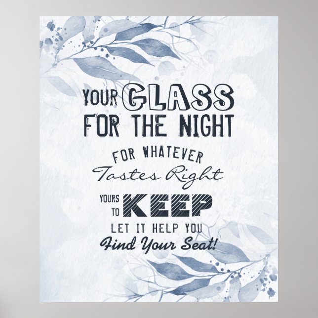 Affiche Affectation de sièges de mariage Verre pour la nui (Devant)