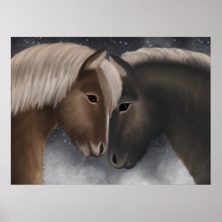 Affiche Affection arctique : Chevaux islandais en Embrac n