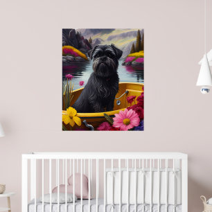 Affiche Affenpinscher Chien sur une pagaie : une aventure