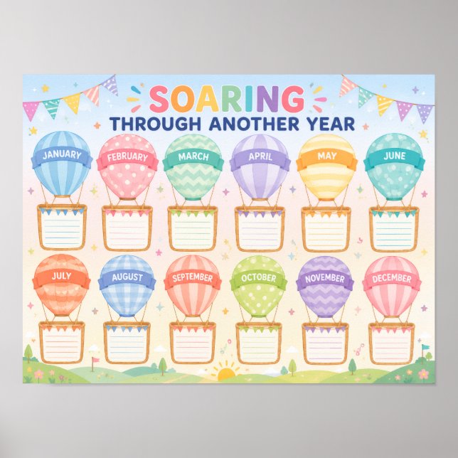 Affiche Affichage d'anniversaire de salle de classe en mon (Devant)