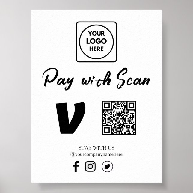 Affiche Affichage de paiement professionnel par scan de co (Devant)