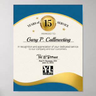 Affiche Affichage du certificat d'anniversaire d'employé d