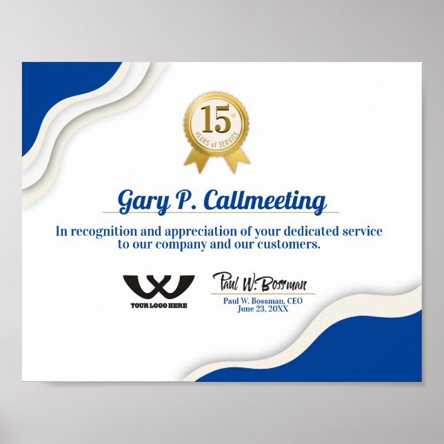 Affiche Affichage du certificat d'anniversaire d'employé d (Devant)