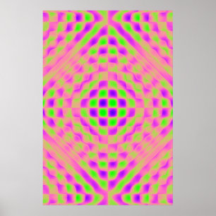 Affiche Affiche, Abstrait à carreaux, Violet, Rose, Citron