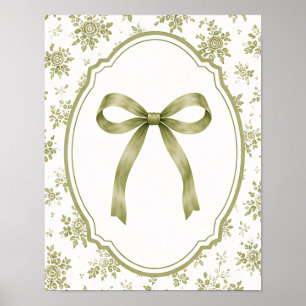 Affiche (AFFICHE) Élégant Ruban Vert Floral Vintage 