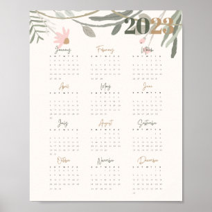 Affiche Afficher 2023 PASTEL FLORAL - ANGLAIS