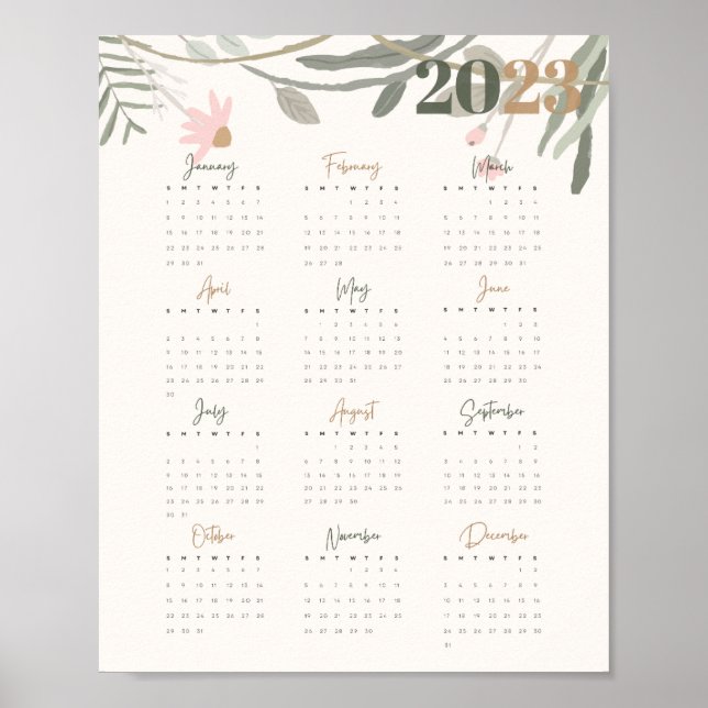 Affiche Afficher 2023 PASTEL FLORAL - ANGLAIS (Devant)