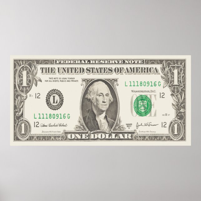 Affiche Afficher vos couleurs - Dollar US (Devant)