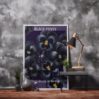 Affiche Affirmation de Fleurs noires en sable noir